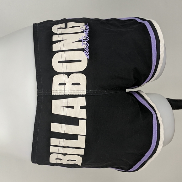 Billabong Womens Board Shorts Size 10 Black White Purple Trim Pearl Snap Zip-Fly - Picture 4 of 12